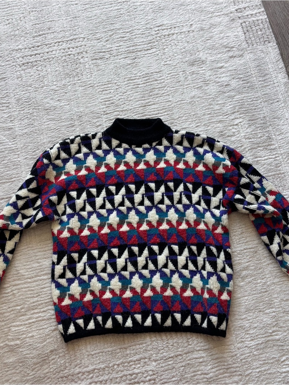 Vintage Kitty Hawk Geometric Pattern Crewneck Sweater